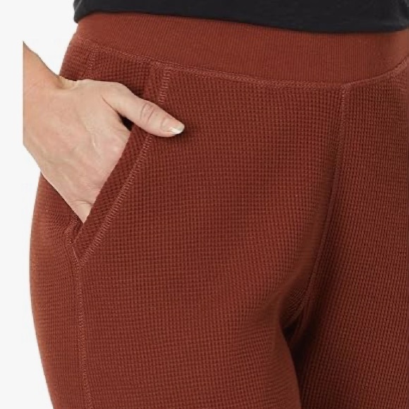 Pact Pants - PACT WOMENS’S ORGANIC COTTON WAFFLE WIDE LEG CROP PANTS IN MAHOGANY SIZE MEDIUM